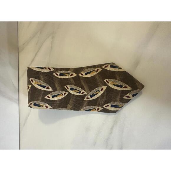 Oscar de la Renta Other - Vintage Oscar de la Renta classic corpcore khaki/multicolored silk necktie